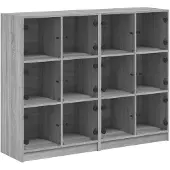 vidaXL Bücherregal mit Türen Grau Sonoma 136x37x109 cm Holzwerkstoff