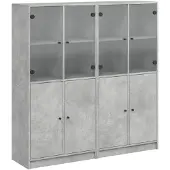 vidaXL Bücherschrank mit Türen Betongrau 136x37x142 cm Holzwerkstoff