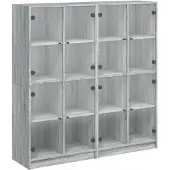 vidaXL Bücherschrank mit Türen Grau Sonoma 136x37x142 cm Holzwerkstoff