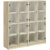 vidaXL Bücherschrank mit Türen Sonoma-Eiche 136x37x142cm Holzwerkstoff