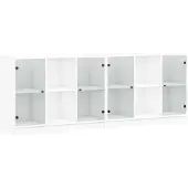 vidaXL Bücherschrank mit Türen Weiß 204x37x75 cm Holzwerkstoff