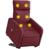 vidaXL Elektrischer Massagesessel mit Aufstehhilfe Weinrot Stoff