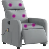vidaXL Massagesessel Elektrisch Hellgrau Stoff