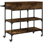 vidaXL Küchenwagen Räuchereiche 105x42x95 cm Holzwerkstoff