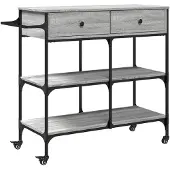 vidaXL Küchenwagen Grau Sonoma 105x42x95 cm Holzwerkstoff