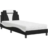 vidaXL Bett "Viana" mit Matratze Schwarz und Weiß 90x200 cm Kunstleder