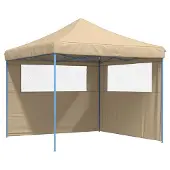 vidaXL Partyzelt Faltbar Pop-Up mit 2 Seitenteilen Beige