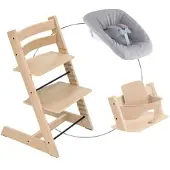 Stokke Tripp Trapp Bundle Treppenhochstuhl Eiche inkl. Newbornset Light Grey & Babyset, natur