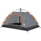 vidaXL Campingzelt 2 Personen Grau und Orange Quick Release