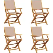 vidaXL Gartenstühle 4 Stk. Klappbar Taupe Stoff und Massivholz