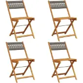 vidaXL Gartenstühle 4 Stk. Klappbar Grau Massivholz Akazie