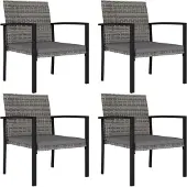 vidaXL Garten-Essstühle 4 Stk. Poly Rattan Grau