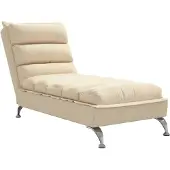 vidaXL Chaiselongue mit Kissen Creme Stoff