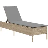 vidaXL Sonnenliege mit Auflage Beige Poly Rattan