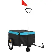 vidaXL Fahrradanhänger Schwarz und Blau 45 kg Eisen