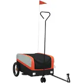 vidaXL Fahrradanhänger Schwarz und Orange 30 kg Eisen