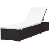 vidaXL Sonnenliege mit Auflage in Cremeweiß Poly-Rattan Braun