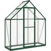 vidaXL Gewächshaus mit Fundamentrahmen Grün 169x58x195 cm Aluminimum