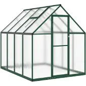vidaXL Gewächshaus mit Fundamentrahmen Grün 224x169x195 cm Aluminimum