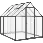 vidaXL Gewächshaus mit Fundamentrahmen Anthrazit 224x169x195 cm Alu