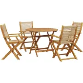 vidaXL 5-tlg. Garten-Essgruppe Polypropylen und Massivholz Beige