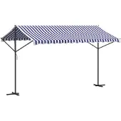 vidaXL Freistehende Markise Blau und Weiß 400x300 cm Stoff und Stahl