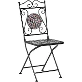 Beliani Gartenstühle 2er Set Schwarz u. Gold aus Metall Mosaik Muster Zusammenklappbar Klappstühle Outdoor Terrassenmöbel Gartenmöbel Balkonmöbel