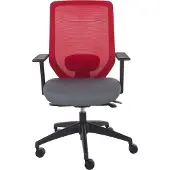Beliani Bürostuhl Rot u. Grau aus Stoff Höhenverstellbar Drehbar Wipp Funktion Modernes Design Schreibtischstuhl Drehstuhl für Home Office Büro