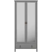 Ebuy24 Tromsø Kleiderschrank 2 Spiegeltüren 1 Schublade grau.