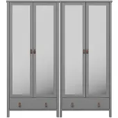 Ebuy24 Tromsø Kleiderschrank 4 Spiegeltüren 1 Schublade grau.