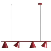 Aldex Form 4 Hängelampe rot Metall 4-flg. Kegel - , Hängeleuchte Form 4, dimmbar, Rot, für Esszimmer, Metall, Modern