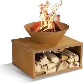 DS Produkte LANDMANN Feuerschale mit Holzlager - 60 x 50 x 54 cm