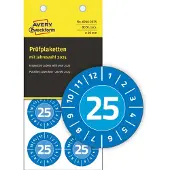Avery Zweckform Prüfplaketten 6946, mit Jahreszahl 2025, blau, Ø 30mm, abziehsicher, 80 Stück