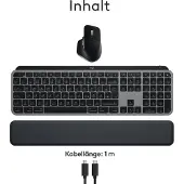Logitech MX Keys S Combo for Mac, Kabellos, Bluetooth, Scherenschalter, QWERTZ, LED, Grau