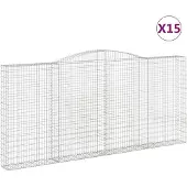 vidaXL Gabionen mit Hochbogen 15Stk. 400x30x180/200cm Verzinktes Eisen