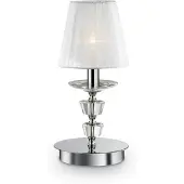 Ideal Lux PEGASO TL1 SMALL, Chrom, Weiß, Stoff, Glas, Metall, Wohnzimmer, IP20, E14, 1 Glühbirne(n)