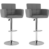 vidaXL Barhocker 2 Stk. Grau Kunstleder