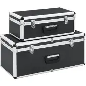 vidaXL Aufbewahrungskoffer 2 Stk. Schwarz Aluminium