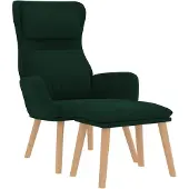 vidaXL Relaxsessel mit Hocker Dunkelgrün Samt