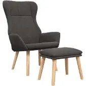 vidaXL Relaxsessel mit Hocker Dunkelgrau Stoff