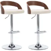 vidaXL Barhocker 2 Stk. Cremeweiß Kunstleder und Bugholz