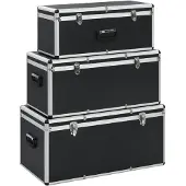 vidaXL Aufbewahrungskoffer 3 Stk. Schwarz Aluminium