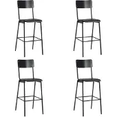 vidaXL Barhocker 4 Stk. Schwarz Massives Sperrholz Stahl