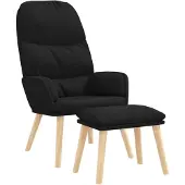 vidaXL Relaxsessel mit Hocker Schwarz Stoff