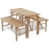 vidaXL Biertisch mit 2 Bänken 100 cm Bambus
