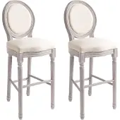 vidaXL Barhocker 2 Stk. Weiß Leinen
