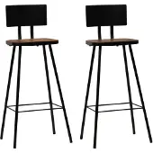 vidaXL Barhocker 2 Stk. Massives Altholz