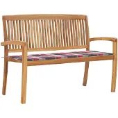 vidaXL Stapelbare Gartenbank mit Auflage 128,5 cm Massivholz Teak