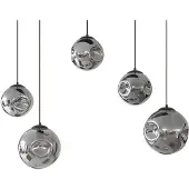 LINDBY Hängeleuchte Valentina, Glas, rauchgrau, rund, 125cm