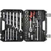 YATO Steckschlüsselsatz Knarenkasten YT-12691 38mm 42mm 27mm 30mm 32mm 25mm 255 (1/2in)mm 155 (1/4in)mm Chrom-Molybdänstahl
